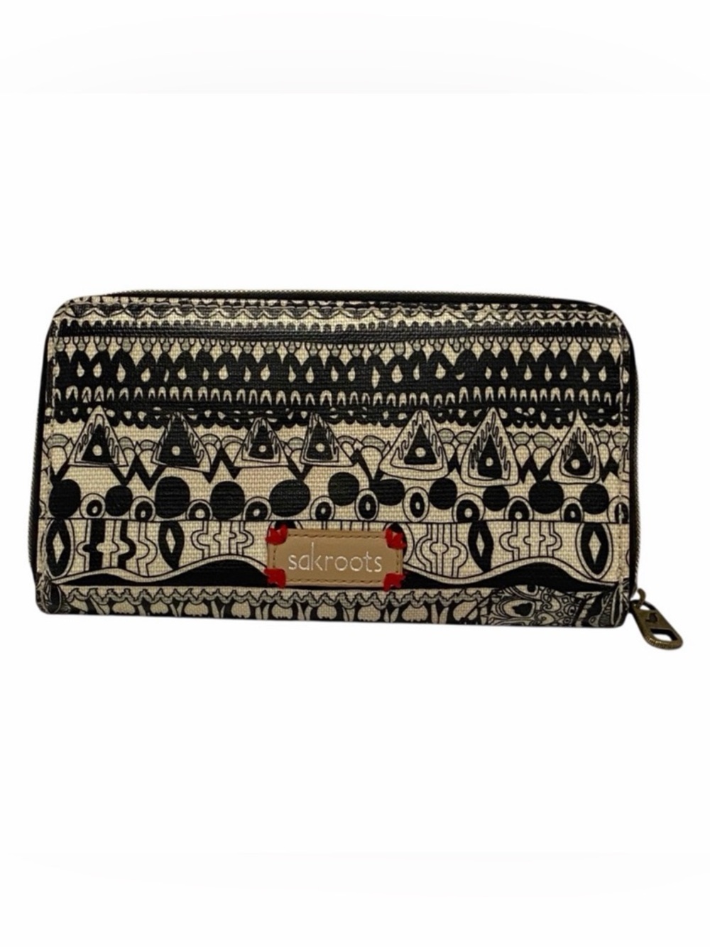 Sakroots Black & Off- White Zip Around Wallet - NWOT